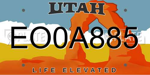 EO0A885 Utah License Plate