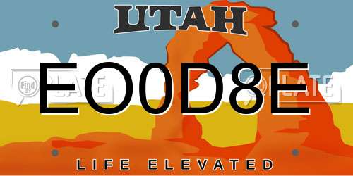 EO0D8E Utah License Plate