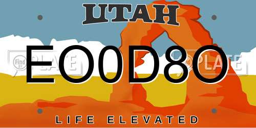 EO0D8O Utah License Plate