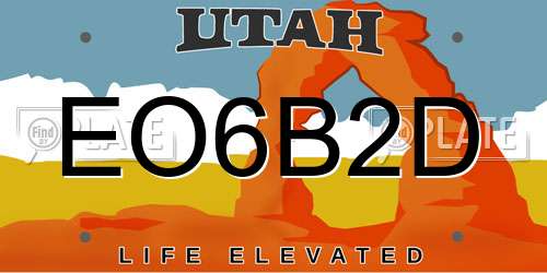 EO6B2D Utah License Plate