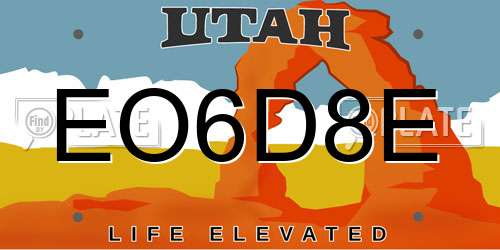 EO6D8E Utah License Plate