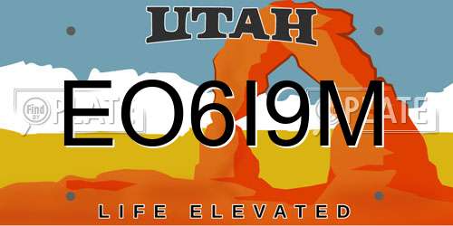 EO6I9M Utah License Plate