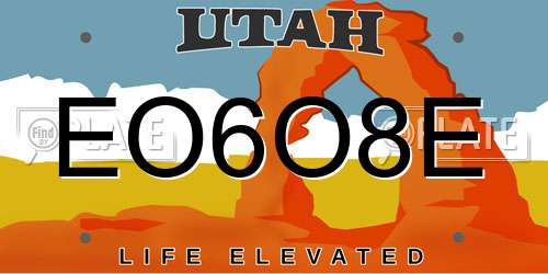 EO6O8E Utah License Plate