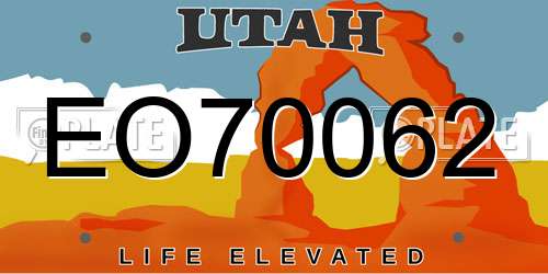 EO70062 Utah License Plate