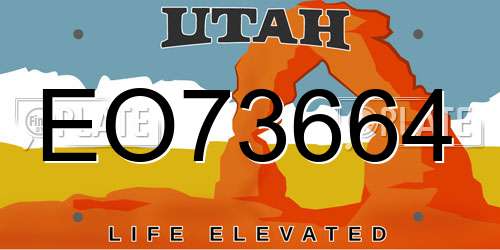 EO73664 Utah License Plate
