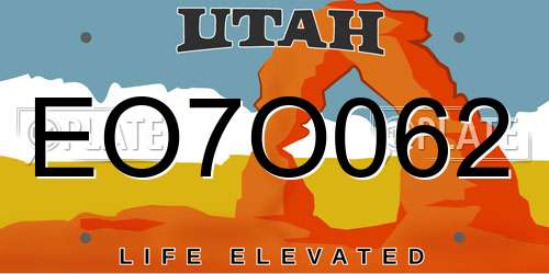 EO7O062 Utah License Plate