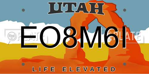EO8M6I Utah License Plate
