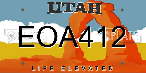 EOA412 Utah License Plate