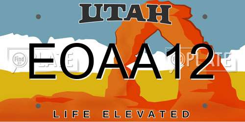 EOAA12 Utah License Plate