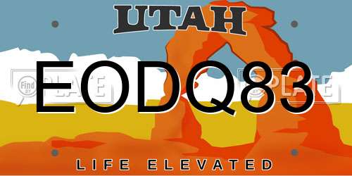 EODQ83 Utah License Plate