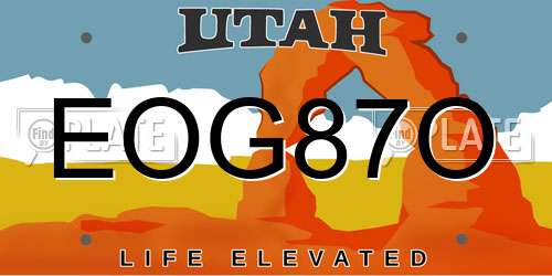 EOG87O Utah License Plate