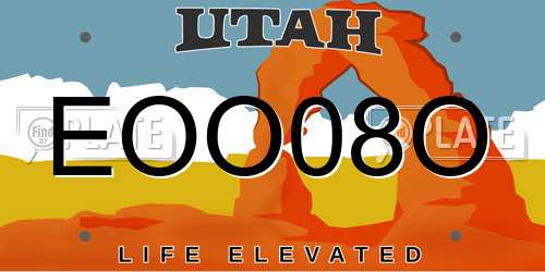 EOO08O Utah License Plate