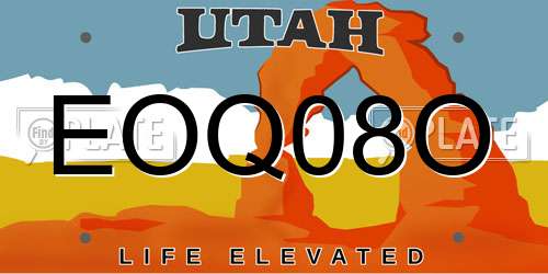 EOQ08O Utah License Plate