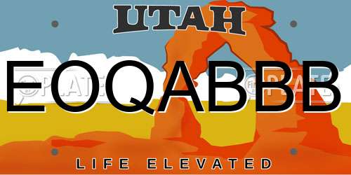 EOQABBB Utah License Plate