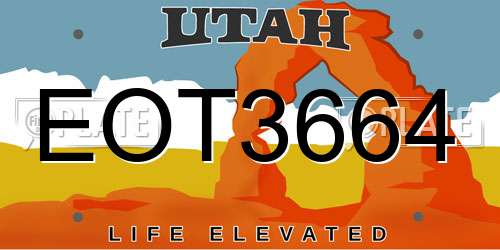 EOT3664 Utah License Plate