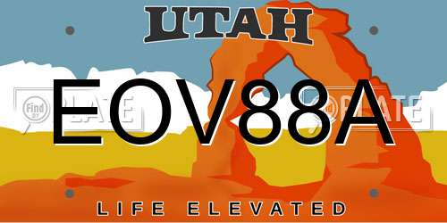 EOV88A Utah License Plate