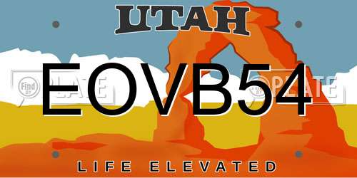 EOVB54 Utah License Plate