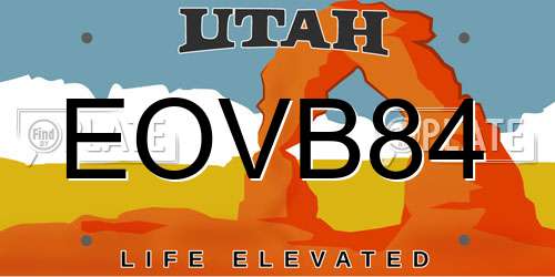EOVB84 Utah License Plate
