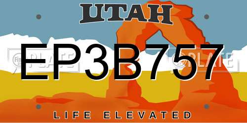 EP3B757 Utah License Plate