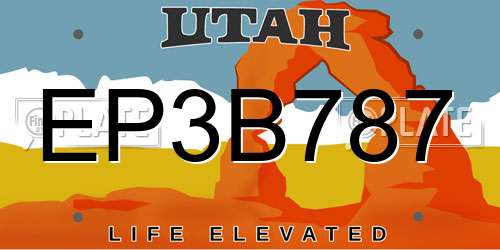 EP3B787 Utah License Plate