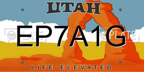 EP7A1G Utah License Plate