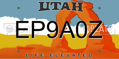 EP9A0Z Utah License Plate