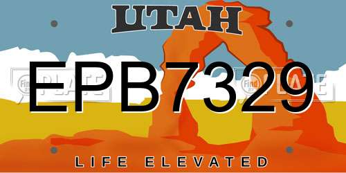 EPB7329 Utah License Plate