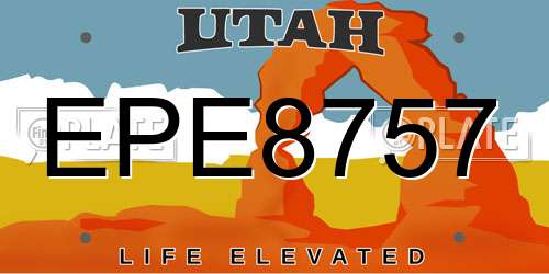 EPE8757 Utah License Plate