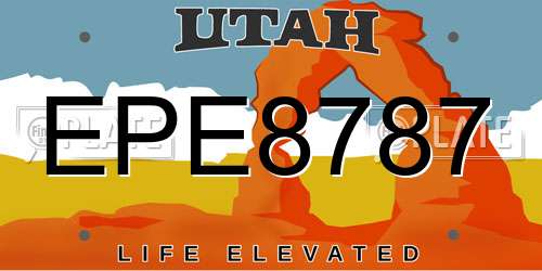 EPE8787 Utah License Plate