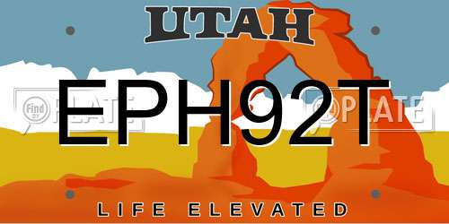 EPH92T Utah License Plate