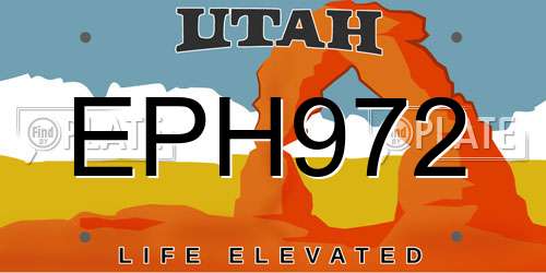 EPH972 Utah License Plate