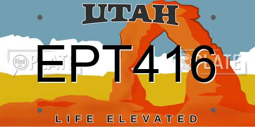 EPT416 Utah License Plate