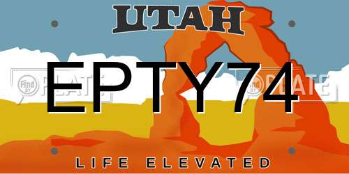 EPTY74 Utah License Plate
