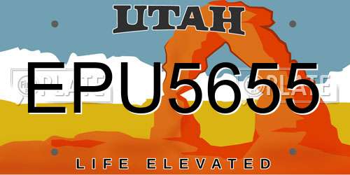 EPU5655 Utah License Plate