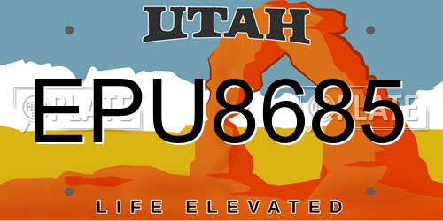 EPU8685 Utah License Plate