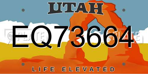 EQ73664 Utah License Plate