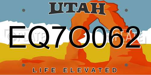 EQ7O062 Utah License Plate