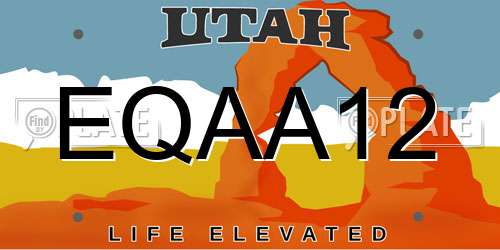 EQAA12 Utah License Plate