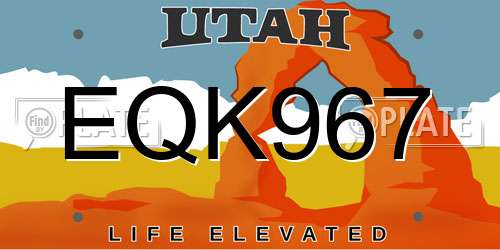 EQK967 Utah License Plate