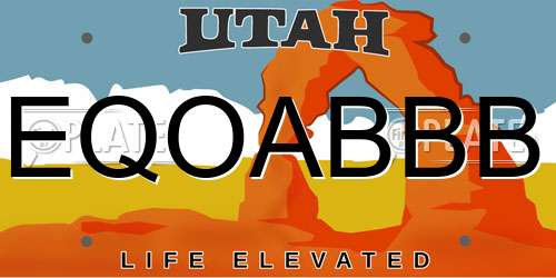 EQOABBB Utah License Plate