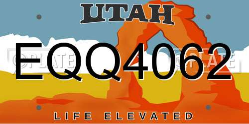 EQQ4062 Utah License Plate