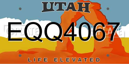 EQQ4067 Utah License Plate