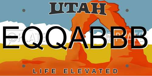 EQQABBB Utah License Plate