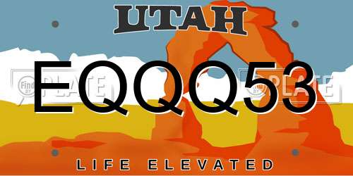 EQQQ53 Utah License Plate
