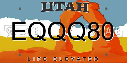 EQQQ80 Utah License Plate