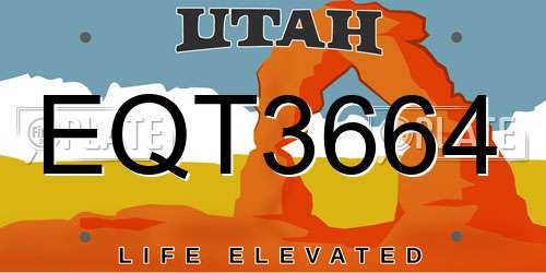 EQT3664 Utah License Plate