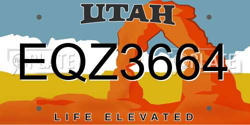 EQZ3664 Utah License Plate