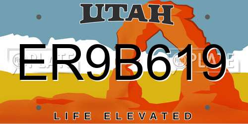ER9B619 Utah License Plate