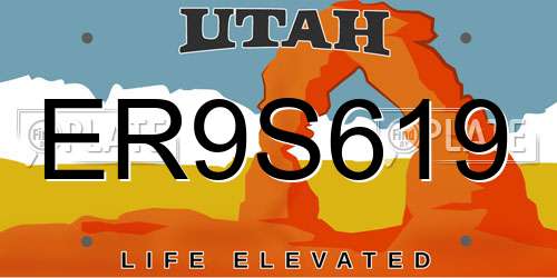 ER9S619 Utah License Plate