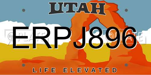 ERPJ896 Utah License Plate